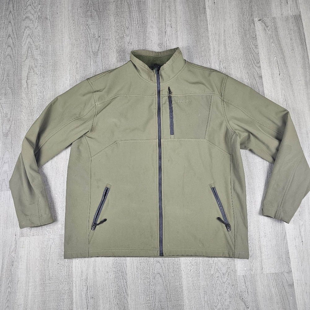 Red Head Mens Jacket Full Zip Softshell Fleece Lined Zip Pockets Green Size XL